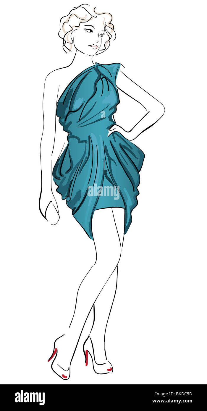 Drawing of Cocktail Dress