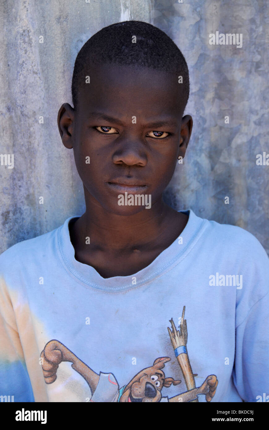 Haitian orphan boy working on the market in Neiba, Dominican Republic, Americas Stock Photo