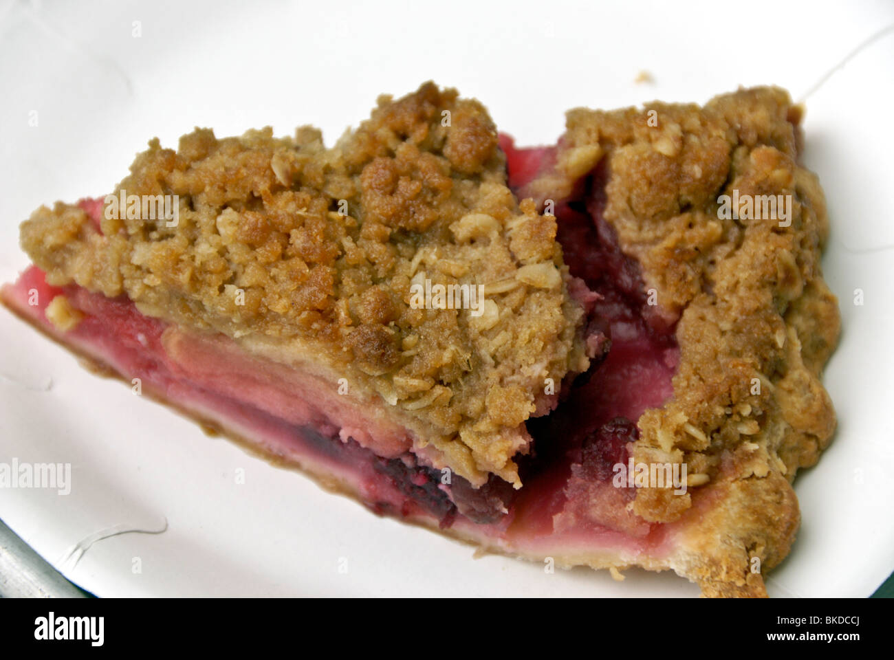 mouth watering slice cherry apple pie displayed at New York's 9th Ninth Avenue International Food festival Hells Kitchen Stock Photo