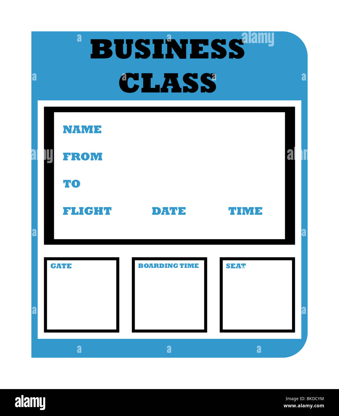 Business class airline boarding ticket pass isolated on white