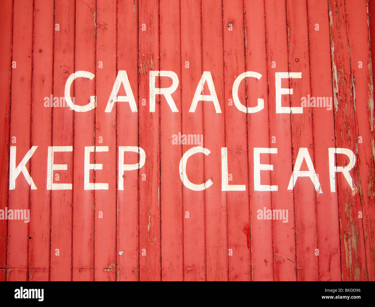 Garage Keep Clear Sign on Garage Door, UK Stock Photo