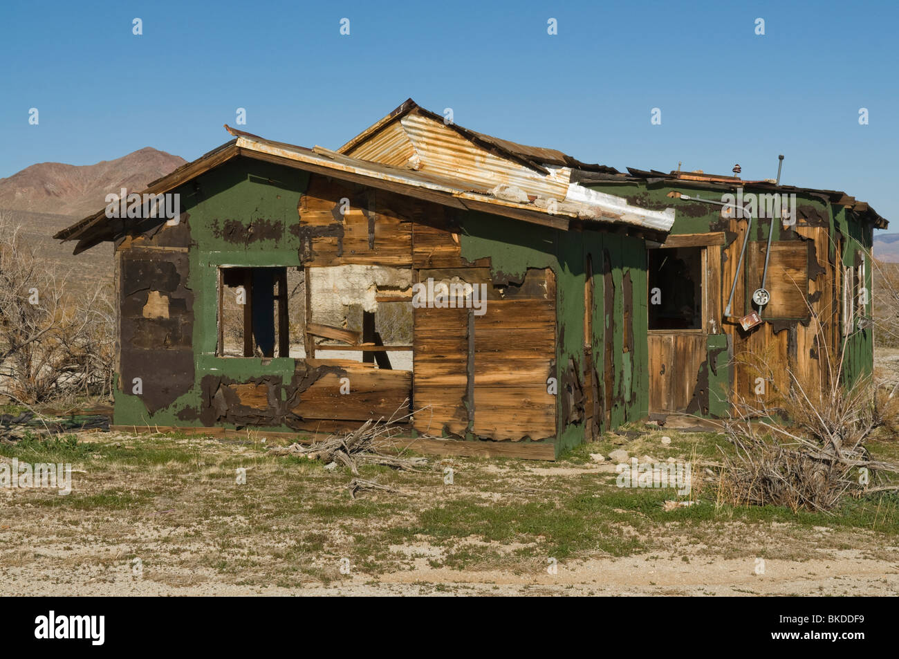 Mining shack, Atolia mining town near Red Mountain, California Stock Photo