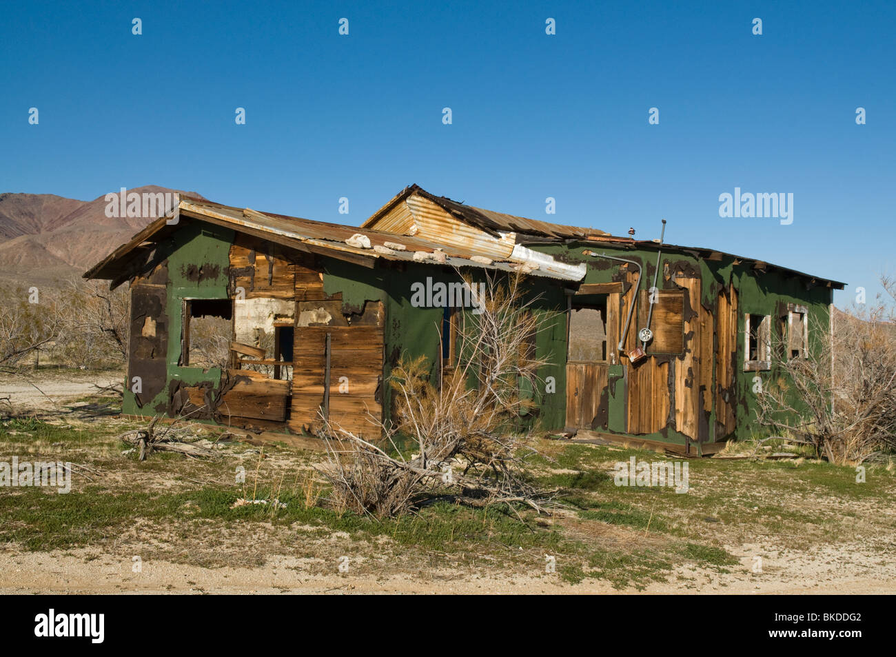 Mining shack, Atolia mining town near Red Mountain, California Stock Photo