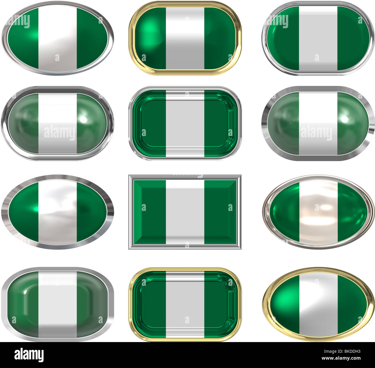 twelve Great buttons of the Flag of Nigeria Stock Photo - Alamy