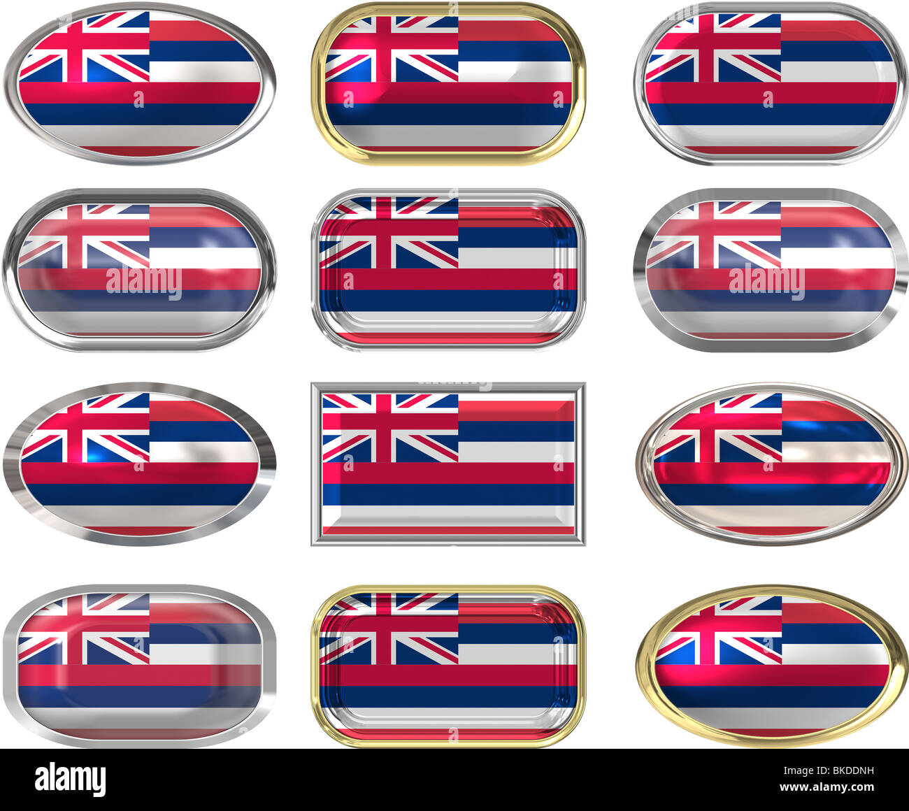 twelve Great buttons of the Flag of hawaii Stock Photo - Alamy