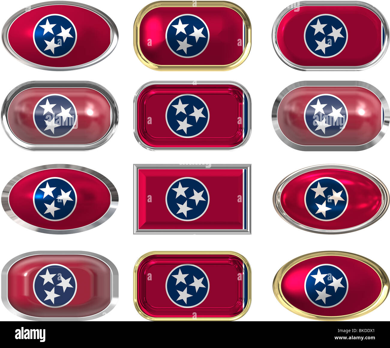twelve Great buttons of the Flag of Tennessee Stock Photo - Alamy