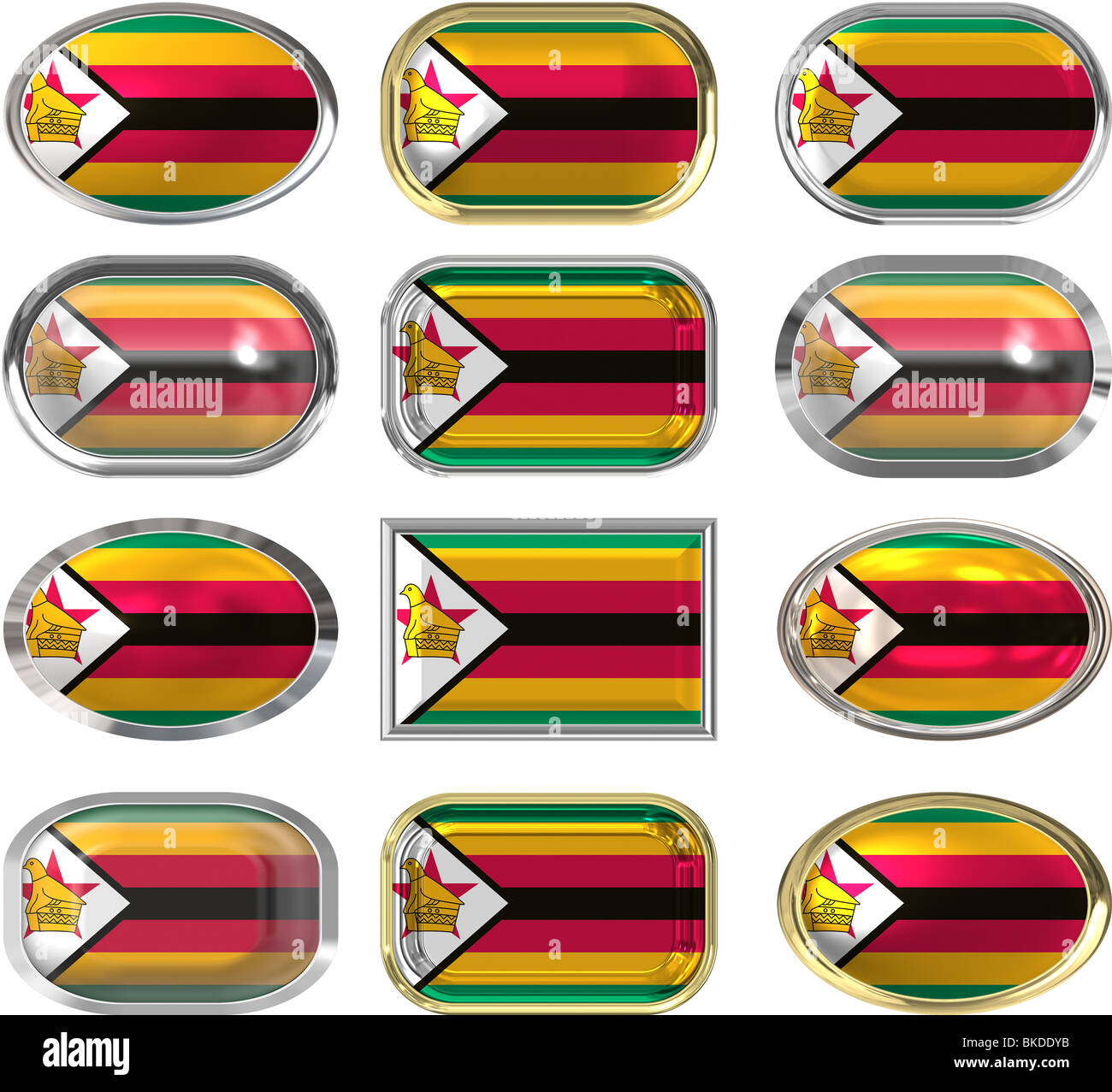 twelve Great buttons of the Flag of Zimbabwe Stock Photo - Alamy