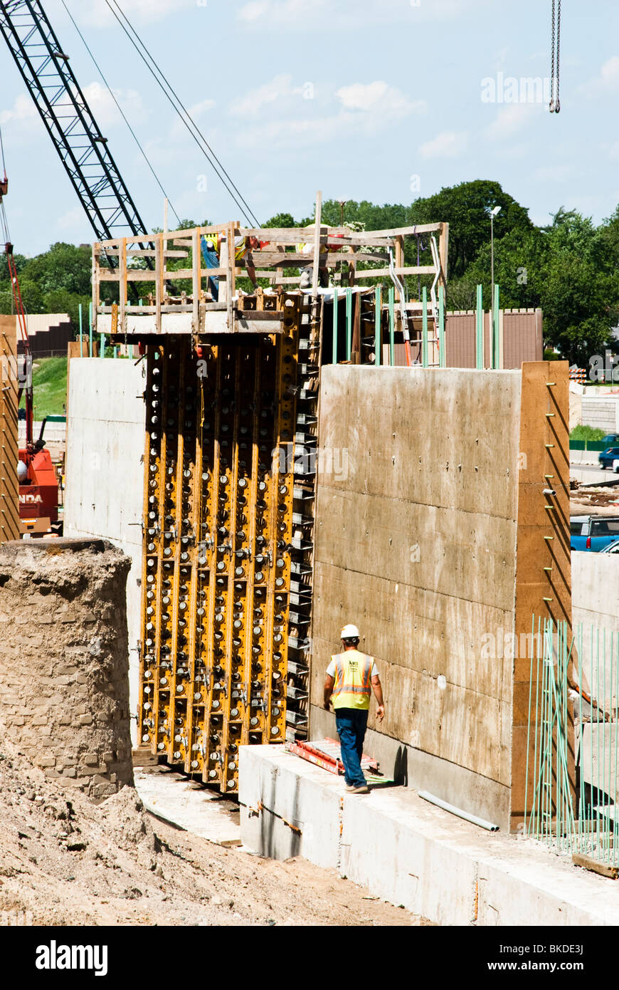 construction activity along a freeway south of Minneapolis, Minnesota Stock Photo
