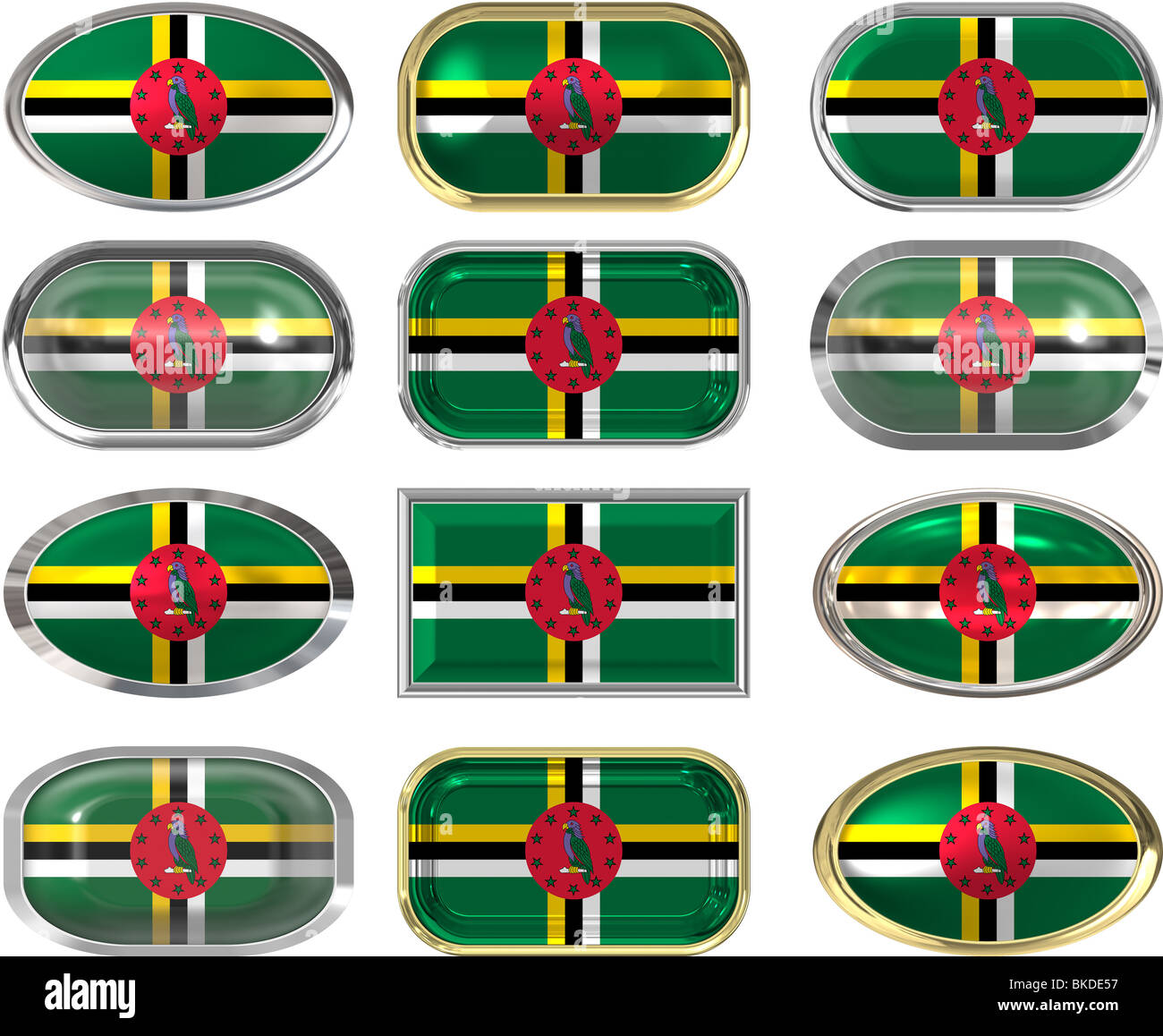 twelve buttons of the Flag of Dominica Stock Photo - Alamy