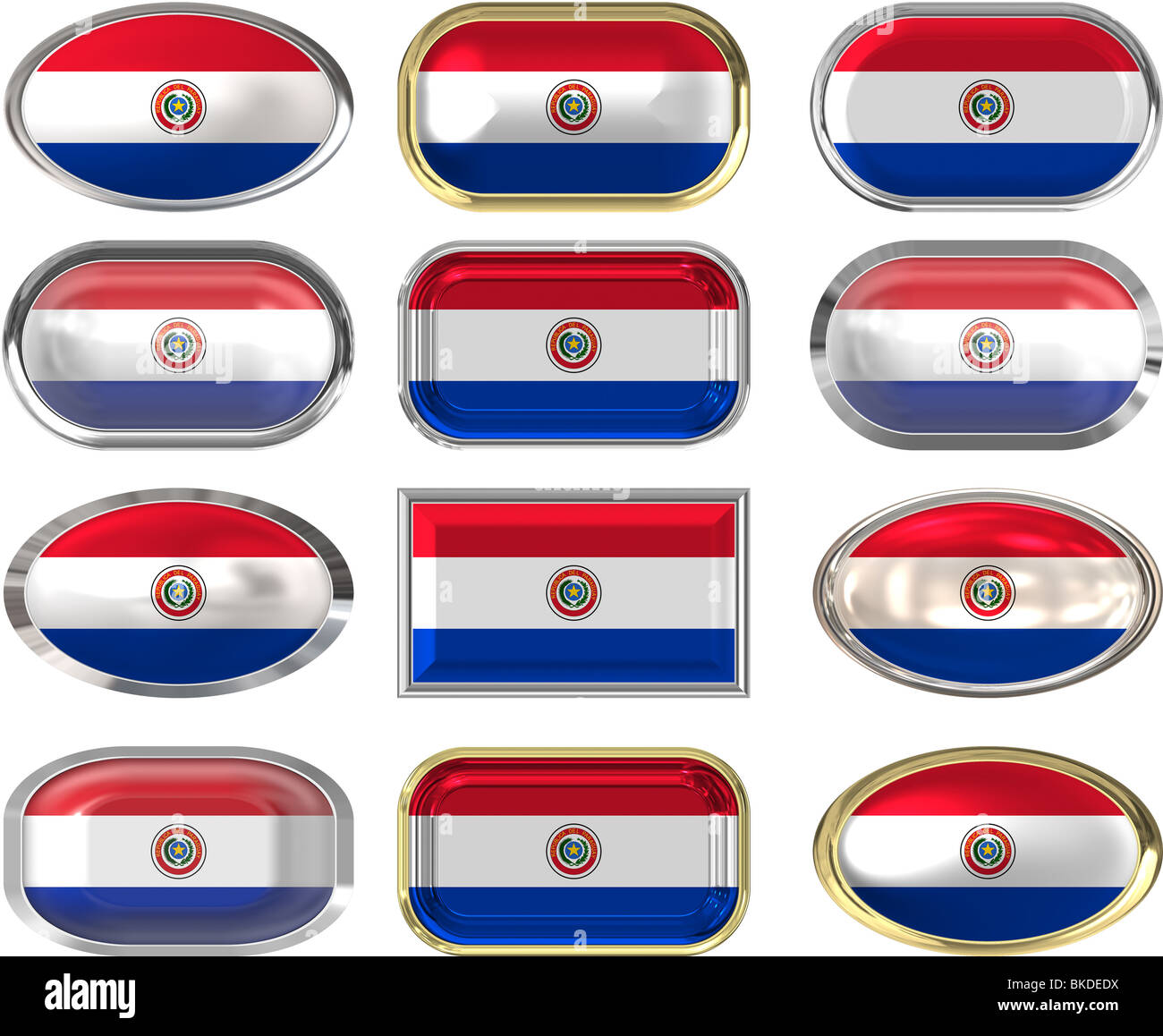 twelve buttons of the Flag of Paraguay Stock Photo - Alamy
