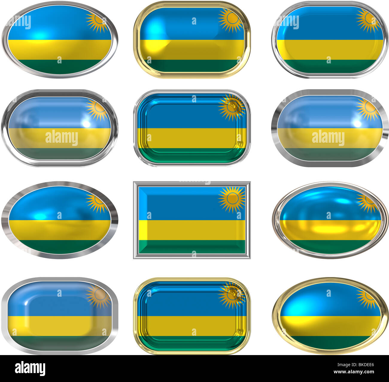 twelve buttons of the Flag of Rwanda Stock Photo - Alamy
