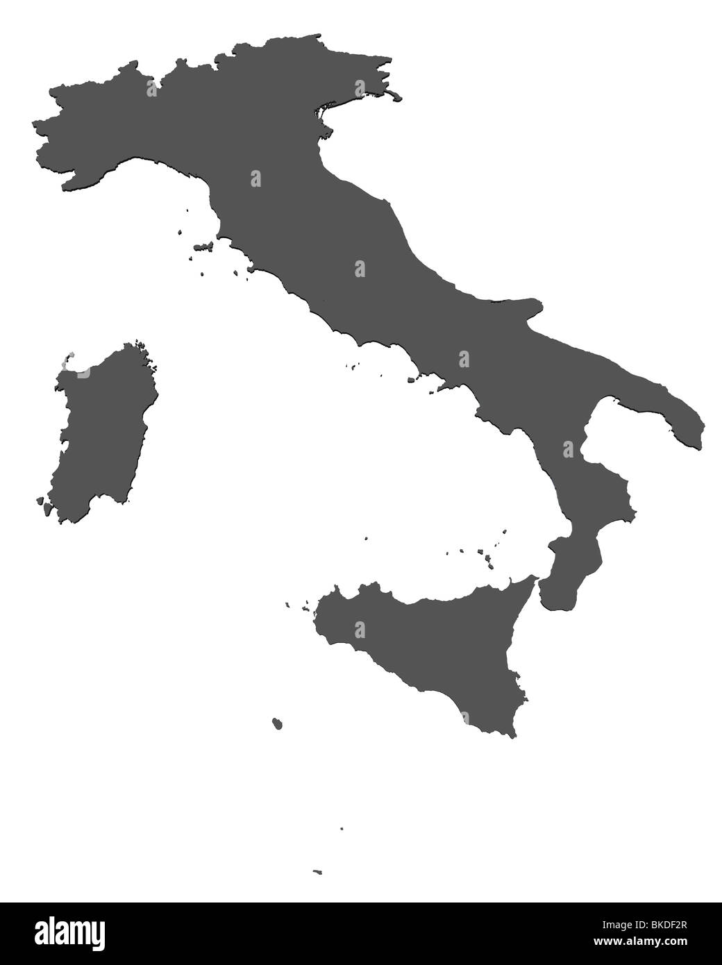 3d rendered blank map of Italy without shadow Stock Photo
