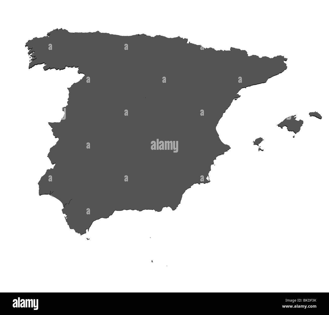 3d rendered blank map of Spain without shadow Stock Photo