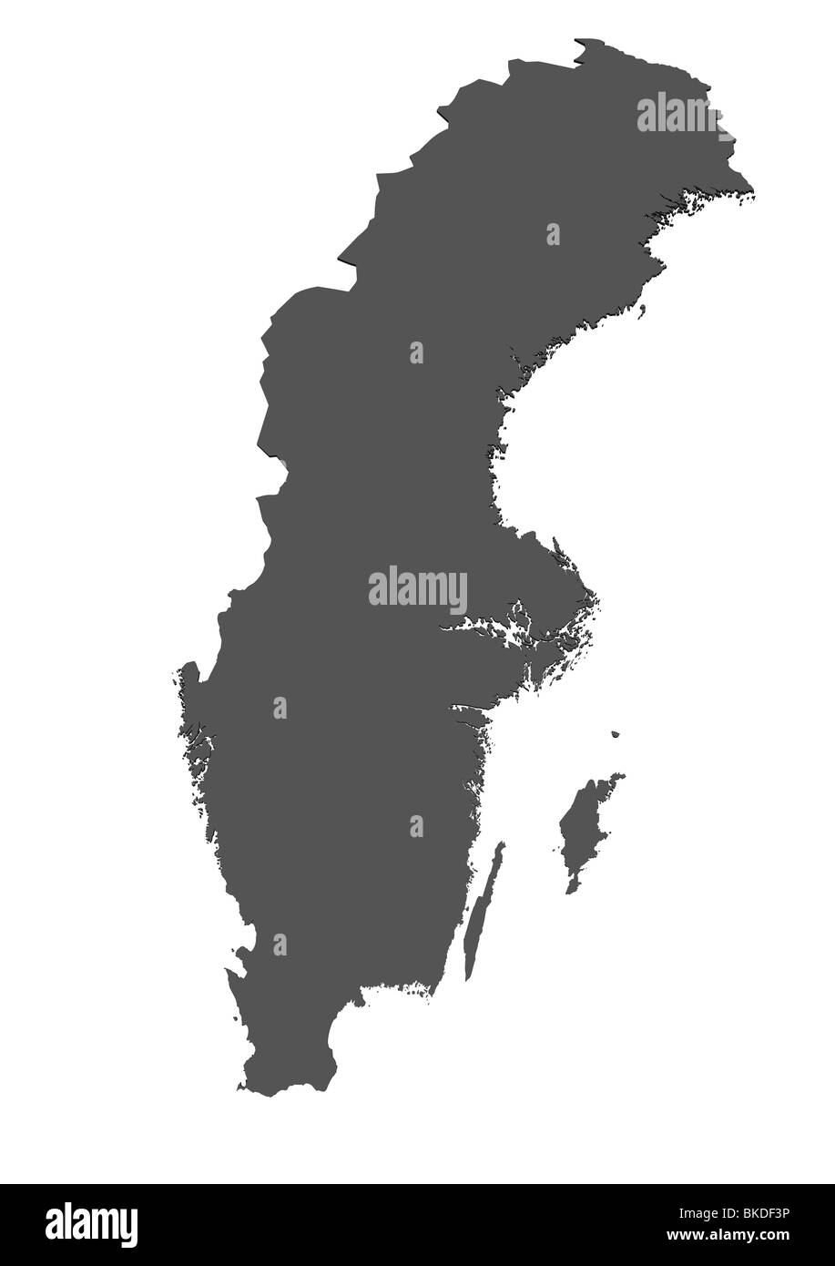 3d rendered blank map of Sweden without shadow Stock Photo