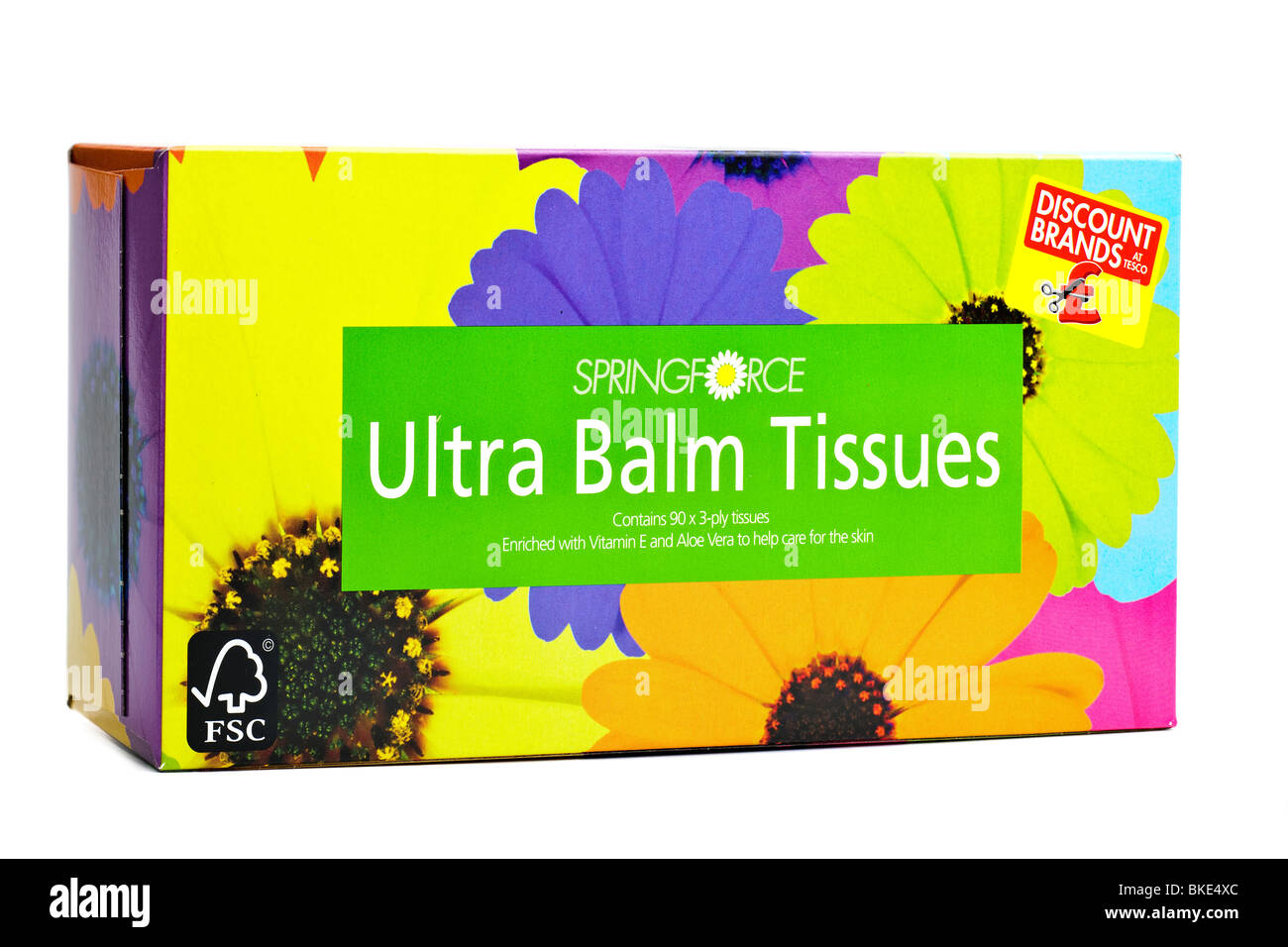 Box of FSC Sringforce Ultra balm 3 ply tissues Stock Photo