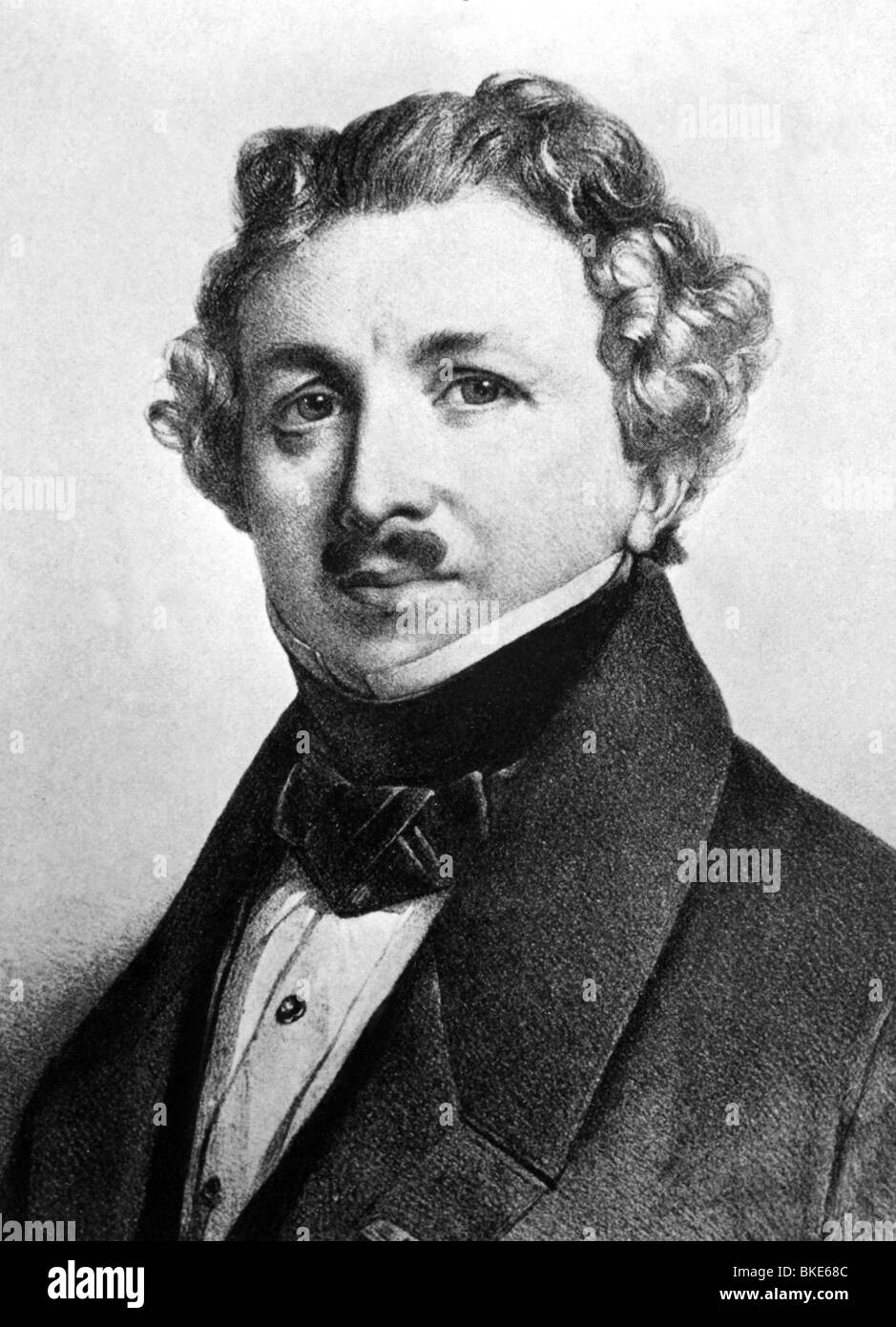 Daguerre, Louis Jacques, 18.11.1789 - 10.7.1851, French painter, inventor, portrait,   lithograph by Grevedon, 19th century, Stock Photo