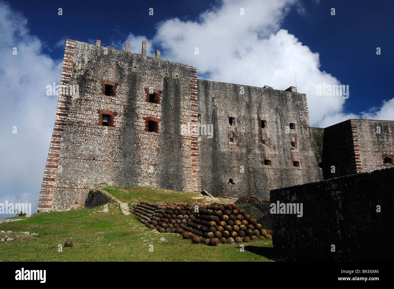 Pile of Cannonballs in front of the Citadel in Northern Haiti, Milot Stock Photo