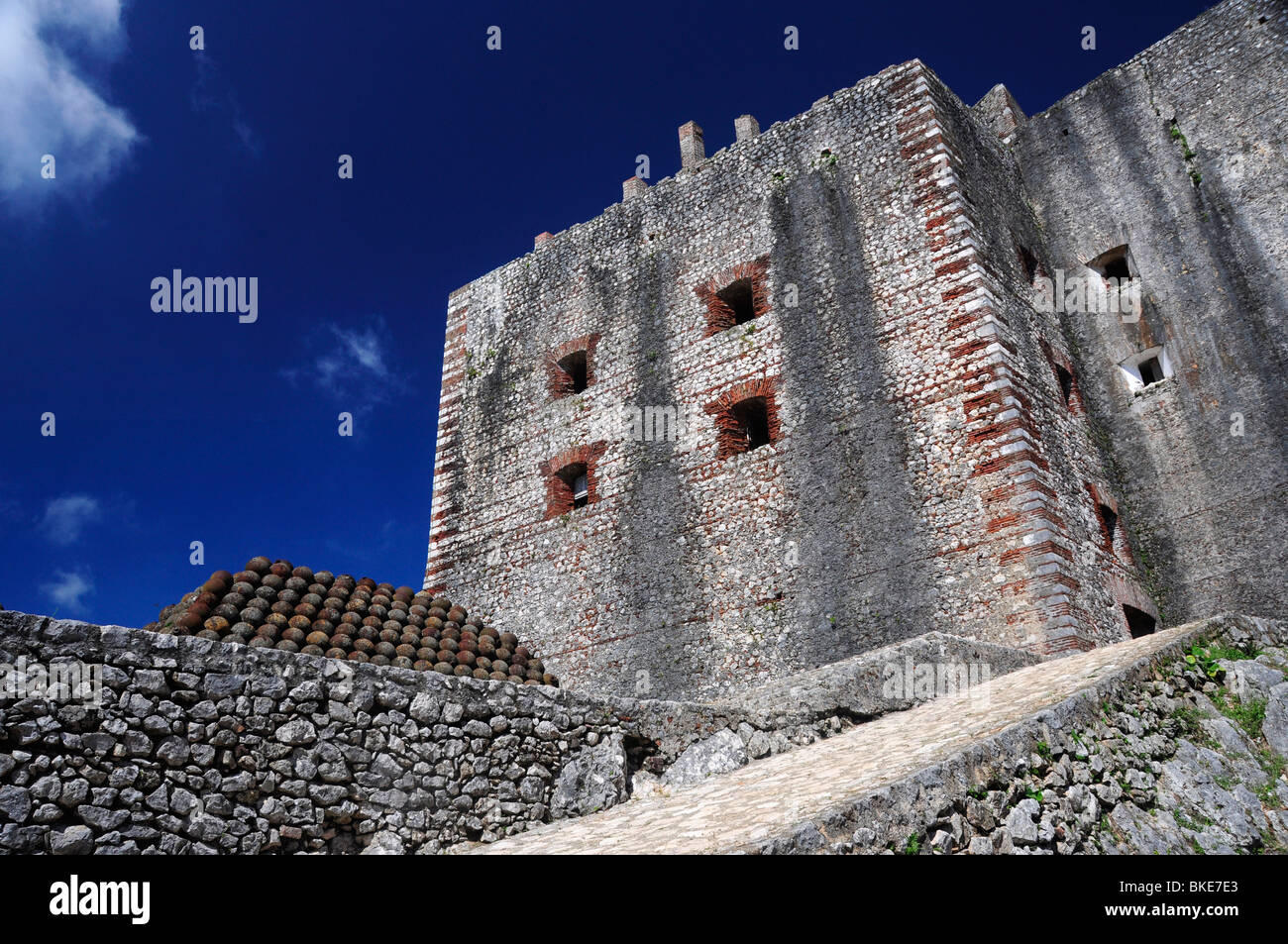 Pile of Cannonballs in front of the Citadel in Northern Haiti, Milot Stock Photo
