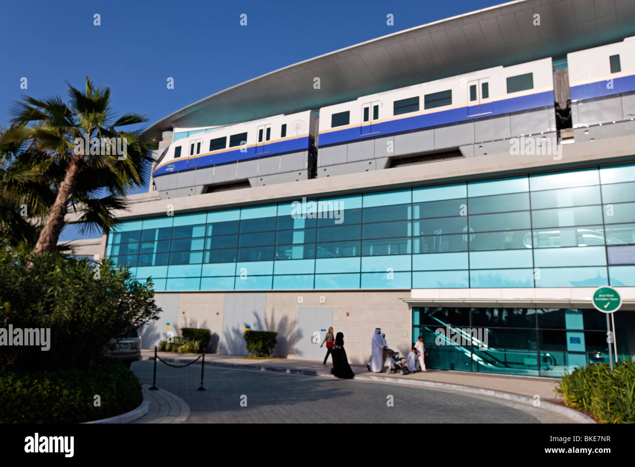 Metro Station at Palm Jumeirah near Atlantis Hotel in Dubai, United Arab Emirates Stock Photo