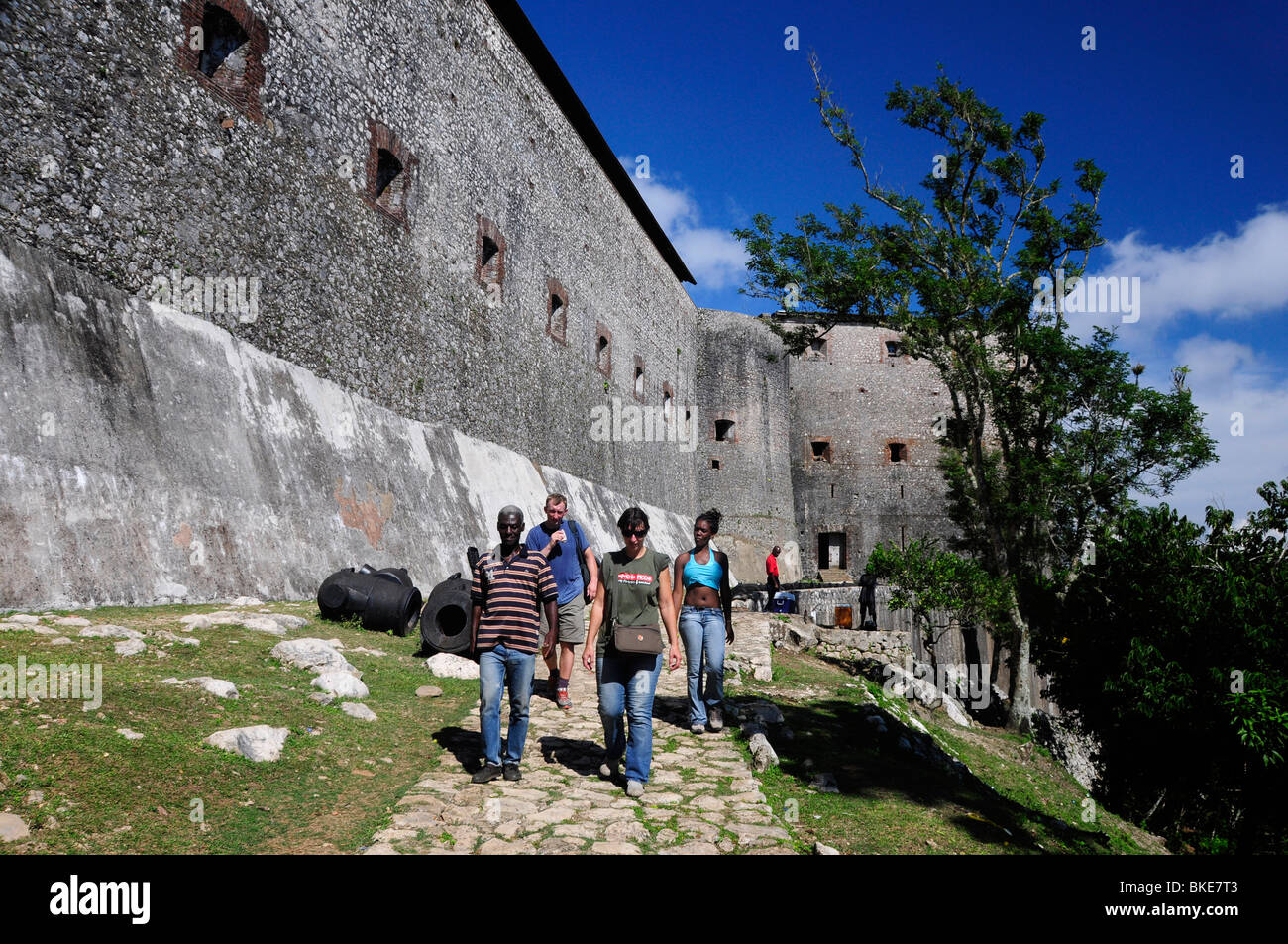 Tourists walking in front the Citadel in Northern Haiti, Milot Stock Photo