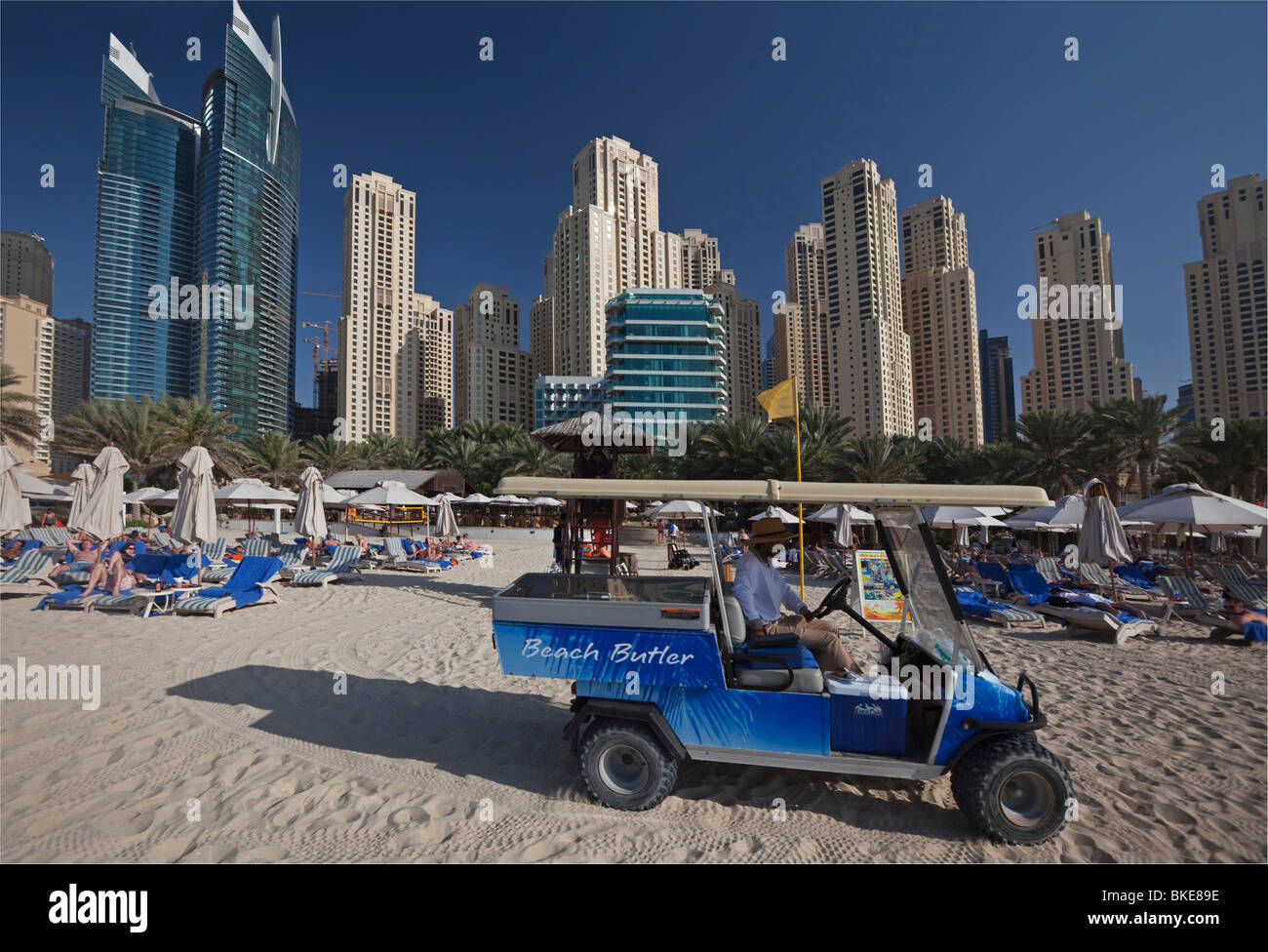 Beach Butler at Hotel Beach of Hilton in Dubai , United Arab Emirates Stock Photo