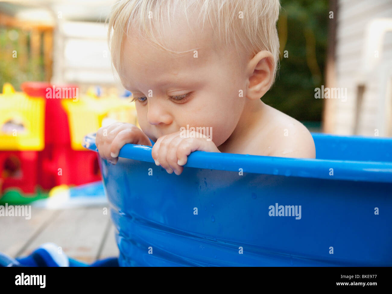 One Year Old Girl In A Bathtub Stock Photo Alamy