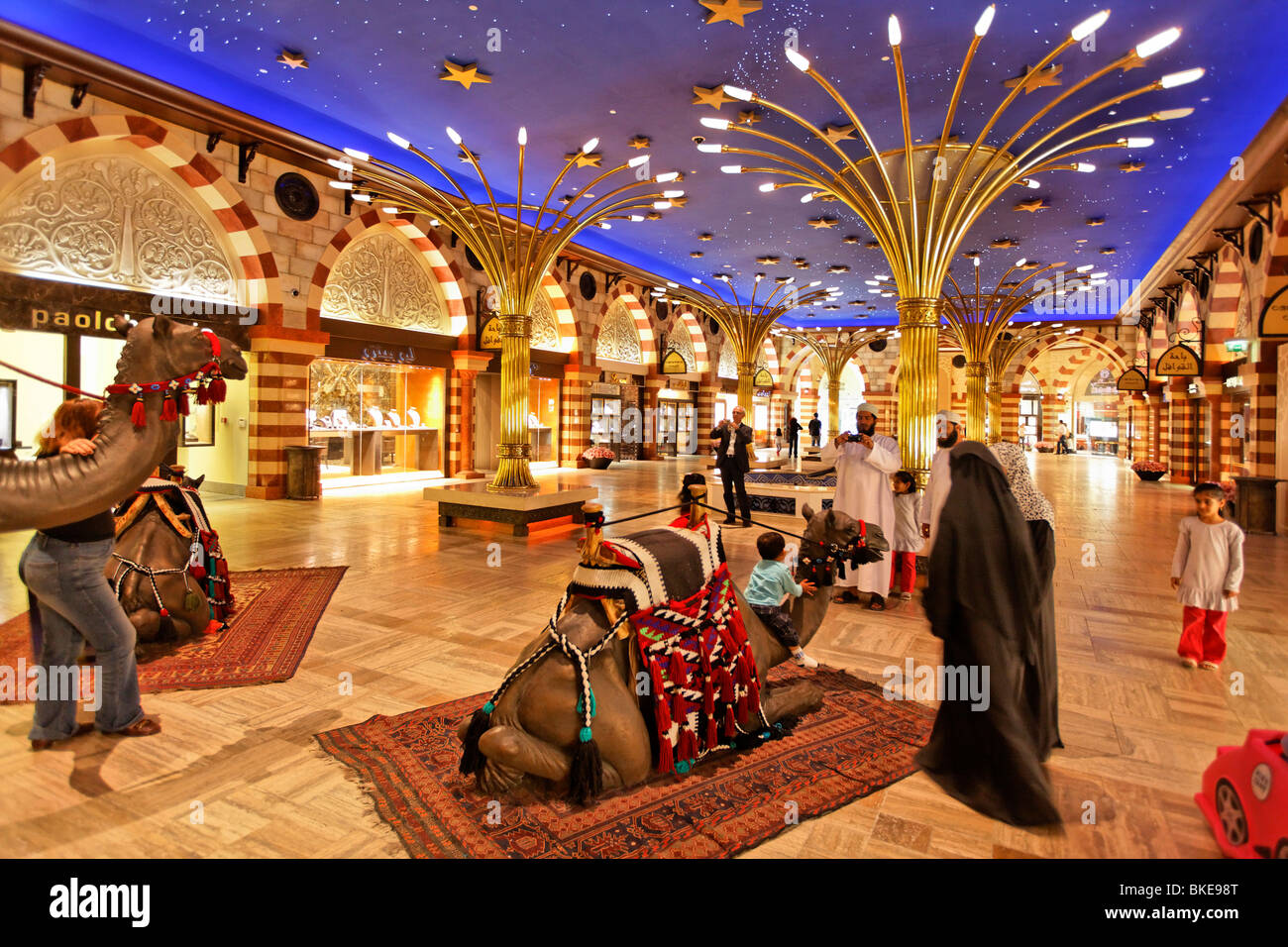 Arabian Court at Dubai Mall next to Burj Khalifa , biggest shopping mall in the world with more than 1200 shops, Dubai, UAE Stock Photo