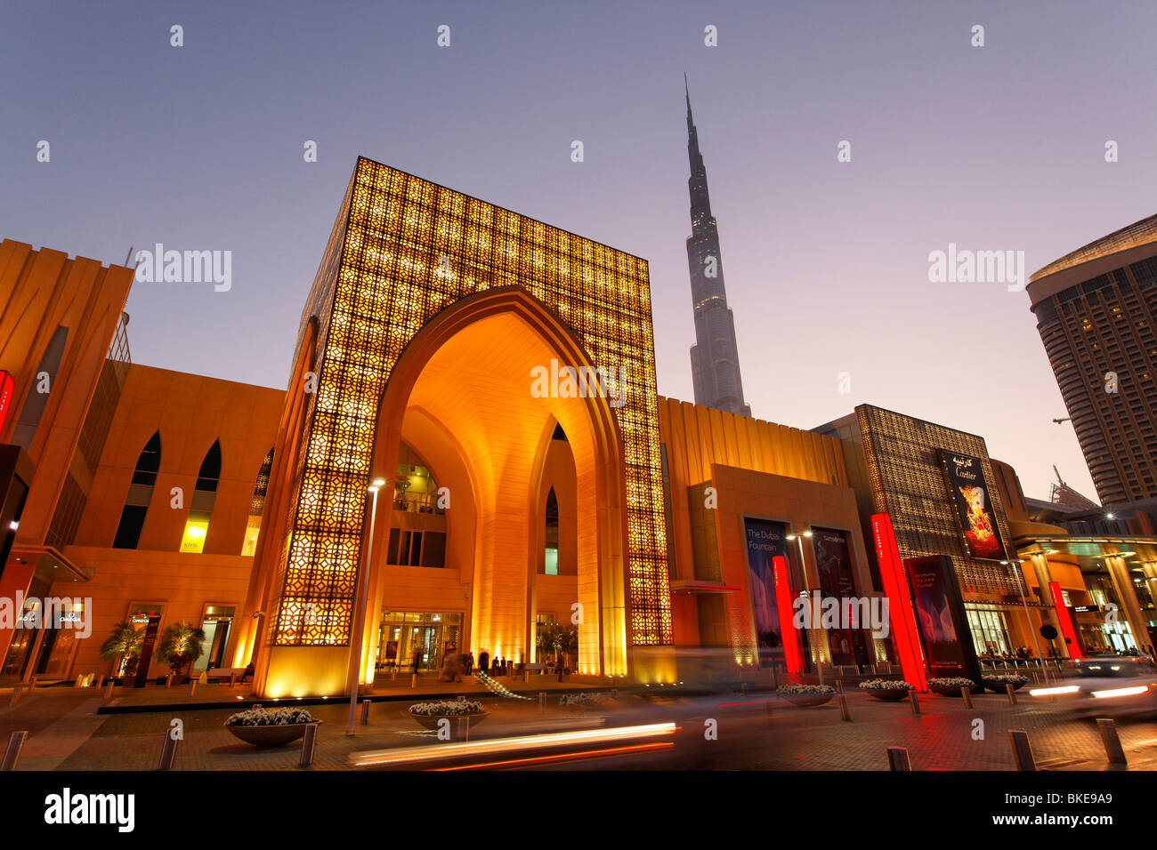 Dubai Mall next to Burj Khalifa , biggest shopping mall in the world with more than 1200 shops, Dubai, UAE Stock Photo