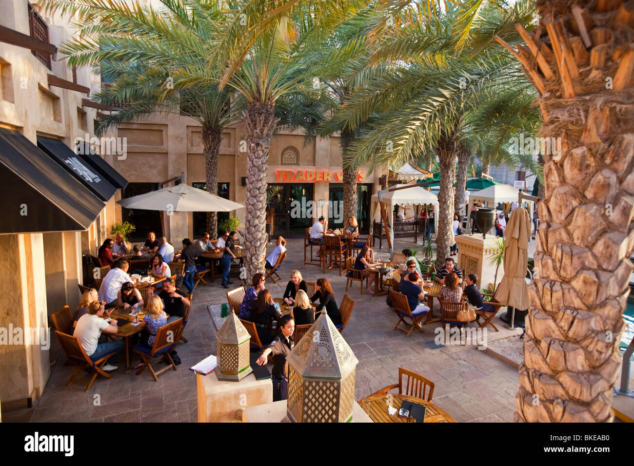 Medinat Jumeirah,Cafe, Dubai, United Arab Emirates Stock Photo