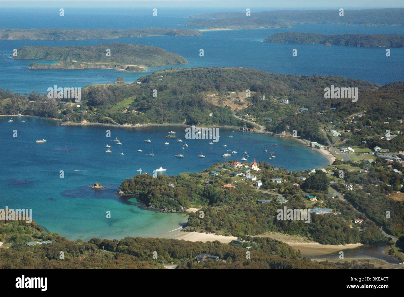 Stewart Island, New Zealand from the air in summer Stock Photo Alamy