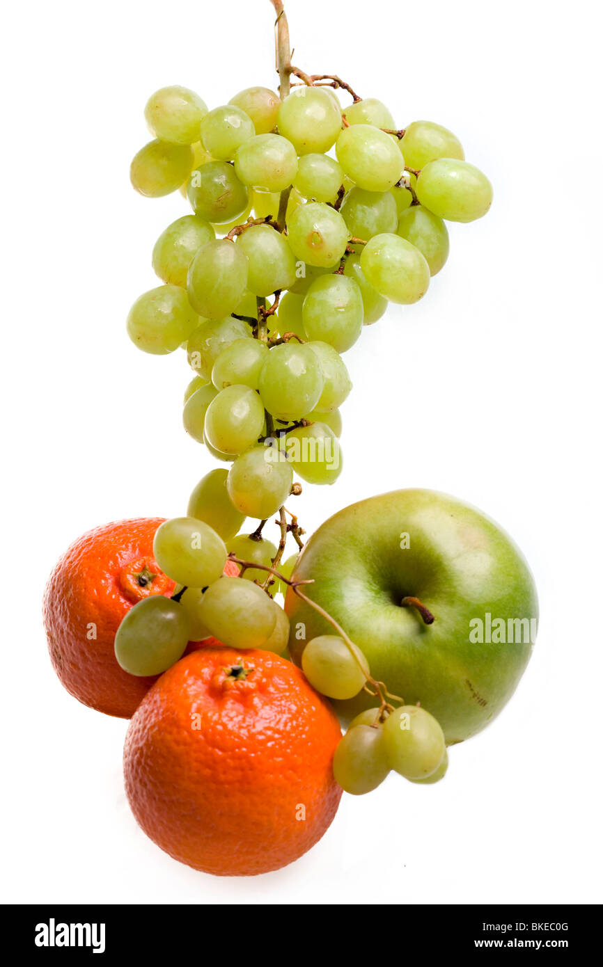 Cluster of grapes in water drops And apple Stock Photo Alamy