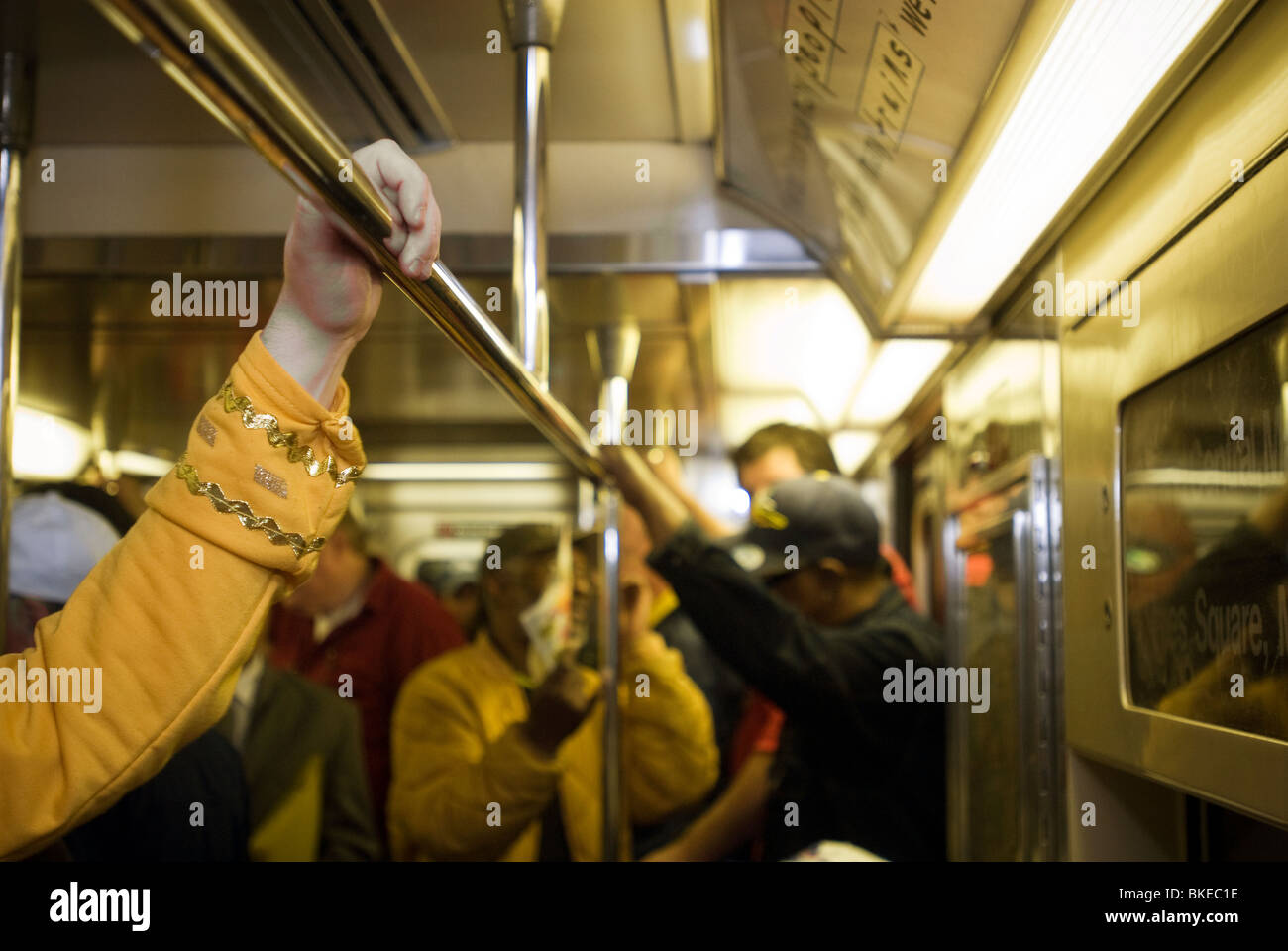 Straphangers on the Times SquareGrand Central Shuttle in the subway in