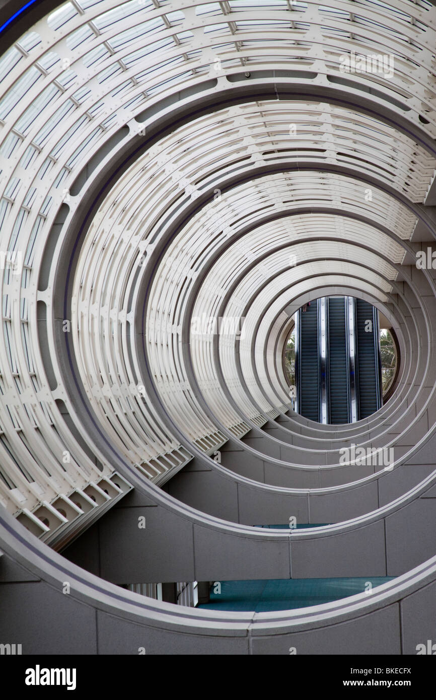 Concentric circles in the ceiling of the San Diego Convention Center atrium Stock Photo