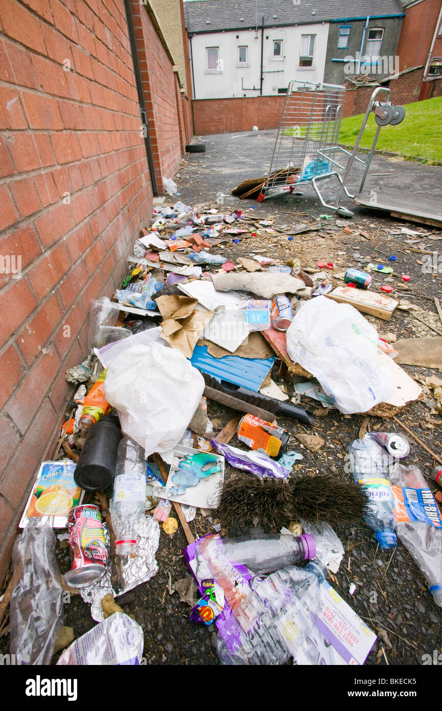 Rubbish on an Asian street area of Oldham Lancashire UK Stock Photo Alamy