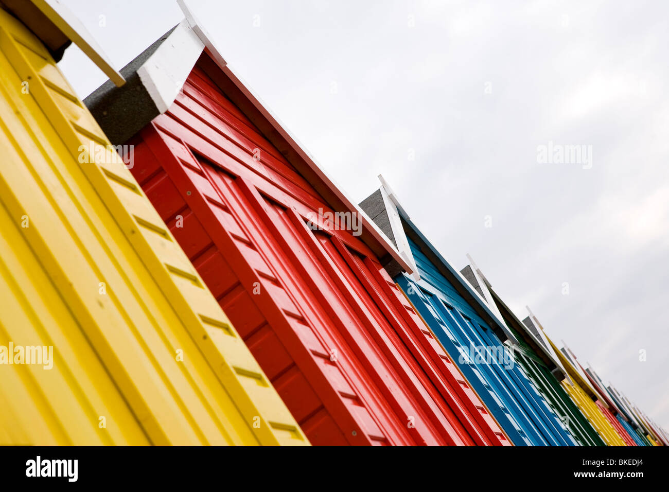 colourful beach huts on Boscombe seafront Stock Photo