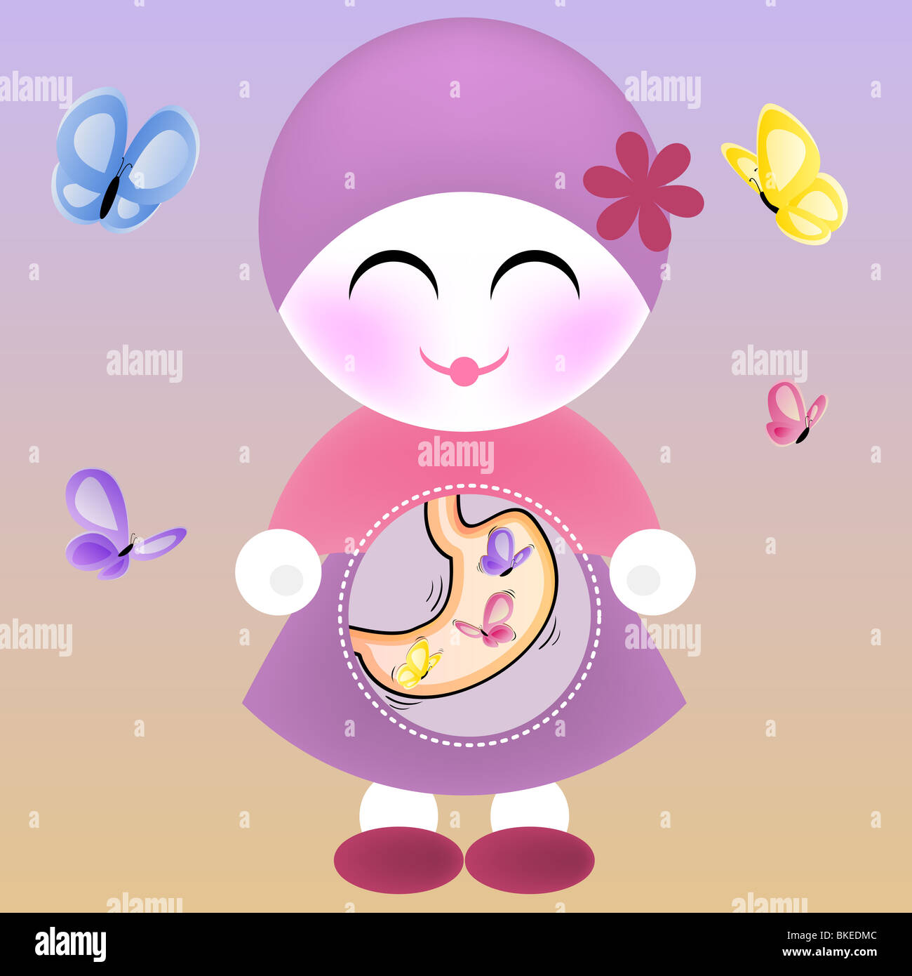 Girl with Butterflies in the Stomach Stock Photo Alamy