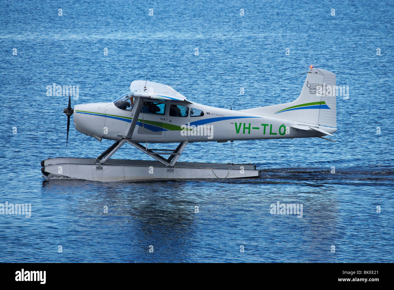 Float Plane, Macquarie Harbour, Strahan, Western Tasmania, Australia Stock Photo