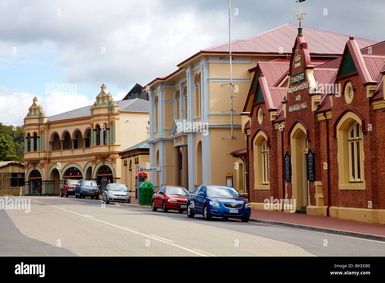 Historic Buildings, Main Street, Zeehan, Western Tasmania, Australia Stock Photo