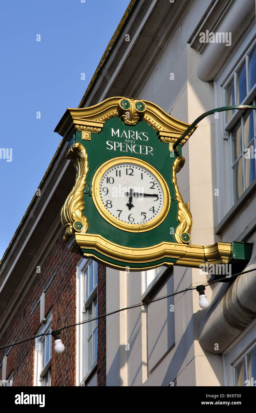 Marks & Spencer clock, Montague Street, Worthing, West Sussex, England