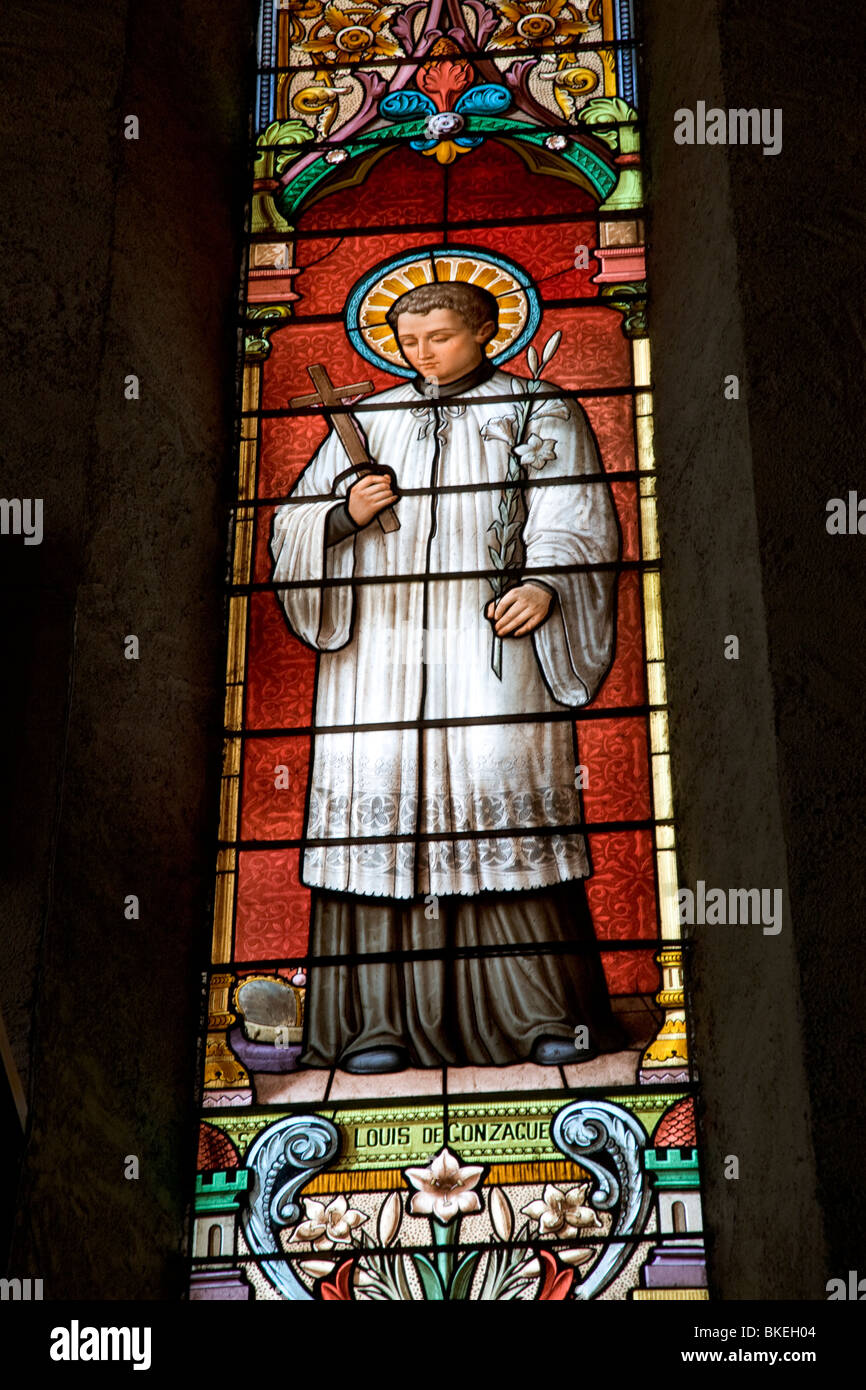 Stained Glass Louis De Gonzague Italian Jesuit Saint France Stock Photo