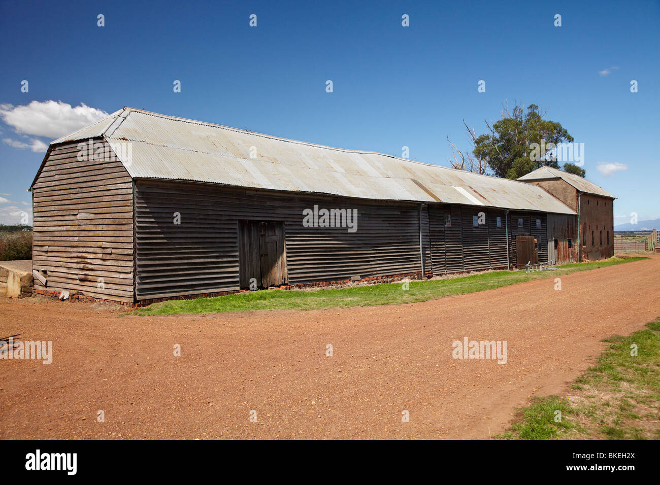 Woolshed and Stables, Brickendon Historical Farming Village, near Longford, Midlands, Tasmania, Australia Stock Photo