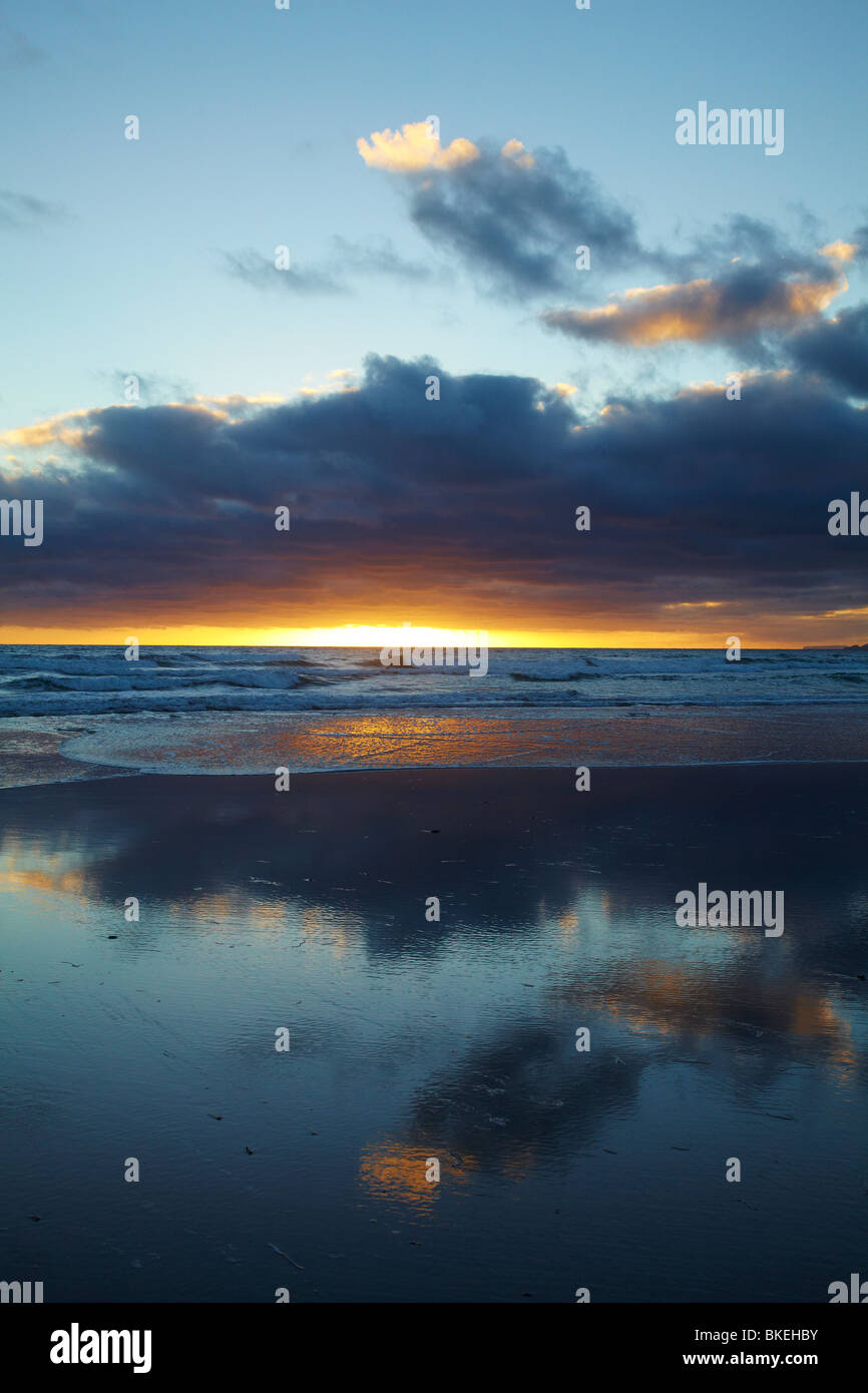 Sunrise over Bass Strait and Godfreys Beach, Stanley, Northwest Tasmania, Australia Stock Photo