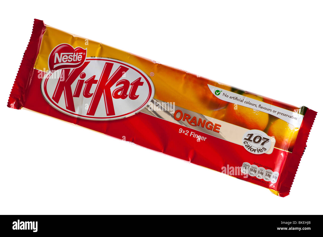 single two finger pack of orange flavoured Nestle KitKat biscuit Stock Photo