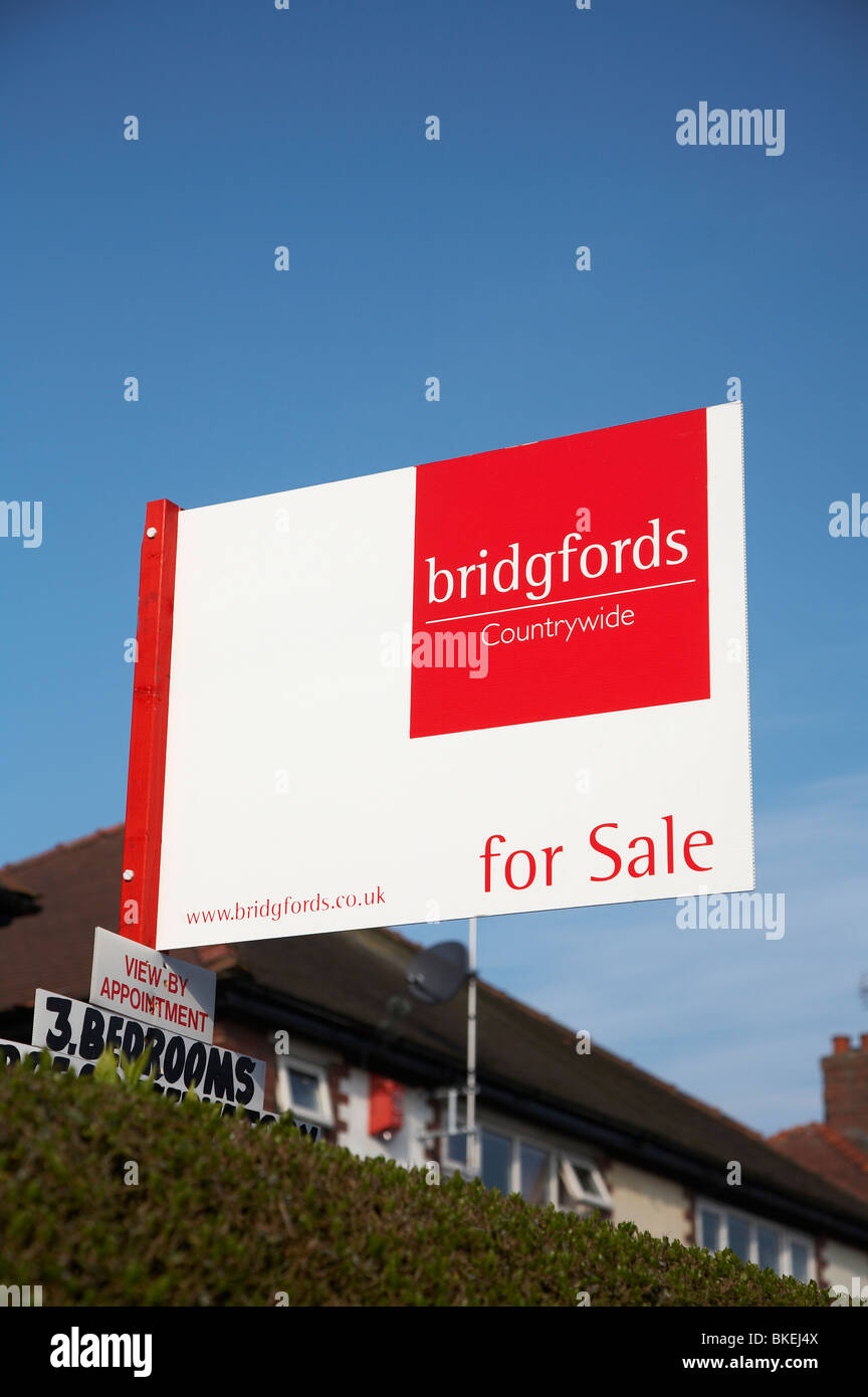 House for sale sign by Bridgfords Stock Photo Alamy