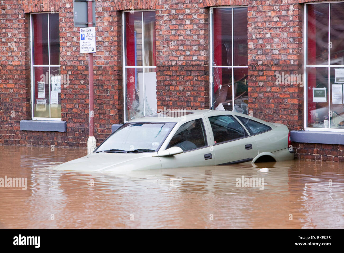 A car washed away in the Carlisle January 2005 floods. Stock Photo