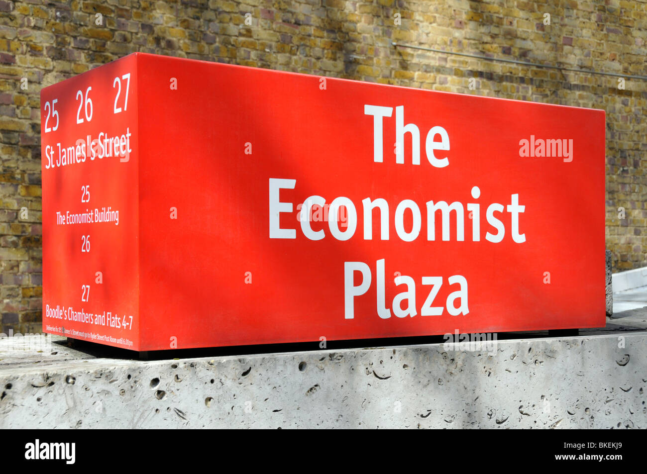 Sign for the Economist Plaza home of the weekly Economist newspaper offices Stock Photo