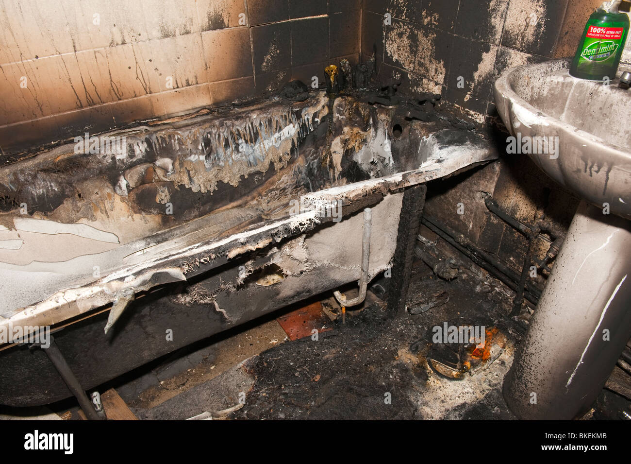 bath fire caused by candles left unattended Stock Photo Alamy
