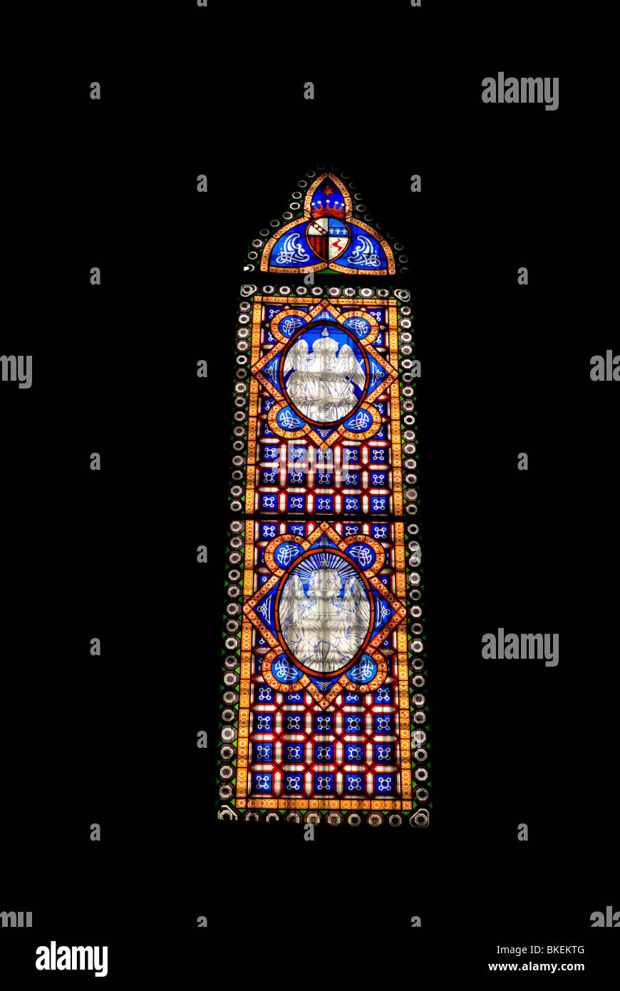 A stained glass window of the Sacristy of the Basilica of San Miniato al Monte. The Basilica of San Miniato al Monte is one of.. Stock Photo