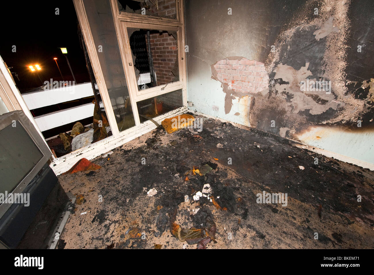 Burn Pattern On Wall From Domestic Sofa Fire Stock Photo 29212037