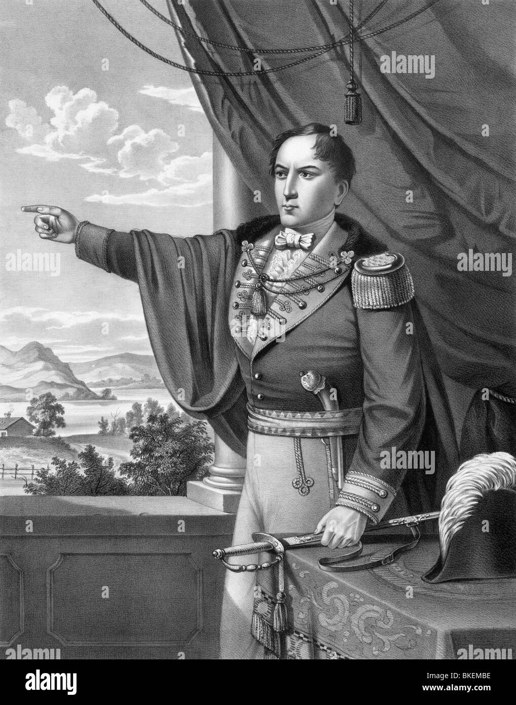 Vintage portrait print of Irish nationalist rebel leader Robert Emmet (1778 - 1803) entitled 'The Martyr of Ireland'. Stock Photo